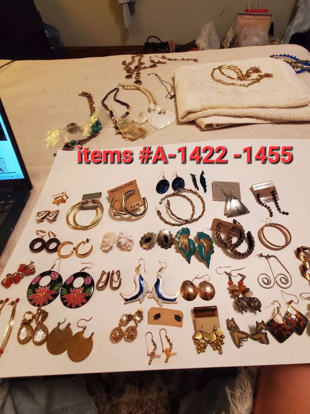 34 Pair of Earring, items # A-1422-1455,,. wt.  280 grams.